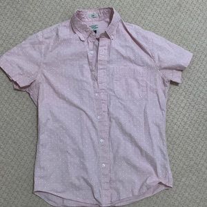 J. Crew Pink Polka Dot Short Sleeve Dress Shirt
